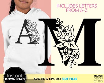 Split Monogram Bundle SVG | Split Monogram SVG | Floral Monogram Letters SVG | Split Monogram Alphabet svg | Floral Alphabet svg png dxf