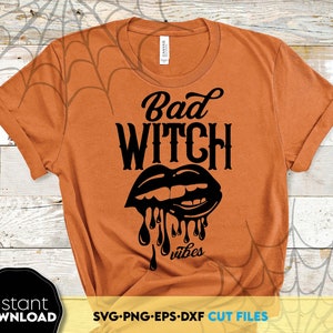 Club de brujas malas SVG / Dientes de vampiro SVG / Camiseta de feliz Halloween SVG / Vibras de brujas malas SVG / Clipart de labios de bruja / Archivo para Cricut SVG