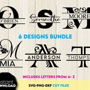 Split Monogram SVG Floral Monogram SVG Split Monogram Letters SVG Split ...