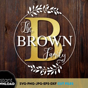 Letra B Monograma SVG / Letra B Fuente / Apellido Monograma SVG / Letrero familiar personalizado SVG / Monograma circular SVG, letras de monograma cortadas con láser