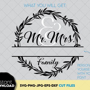 Family Split Monogram SVG designs for Your gift projects or home decoration. 
Files allow you to use designs for engraving, making shirts, tumblers with Cricut, Silhouette equipment. Monogram files also designed and easy to use for laser cutting.