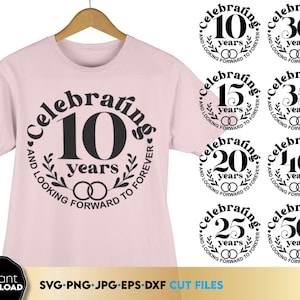 aniversario de bodas SVG, paquete de celebración de aniversario SVG, aniversario de oro SVG, aniversario de plata SVG, aniversario de diamantes SVG
