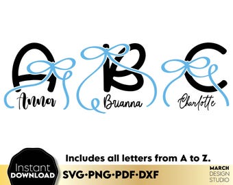 Fonte de iniciais caligráficas personalizadas – download digital para Cricut e Silhouette