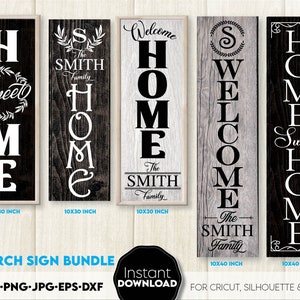 Willkommensschild SVG Bundle | Veranda Zeichen SVG | Vertikales Home Sweet Home Willkommensschild | Benutzerdefinierte Bauernhaus Veranda Zeichen svg | Cricut-Dateien