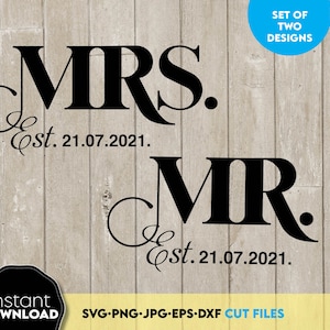 De heer en mevrouw SVG | Mijnheer en mevrouw Sign SVG | Bruiloft-svg | Just Married-shirt-svg | Verloofde svg | Huwelijkssvg | Shirt vrouw manlief svg | Koppel