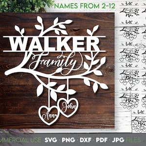 Family tree design with elegant Split monogram to insert first or last name. 5 file formats allow this Family Tree design to be cut from vinyl, engraved on glass or used as a laser cut file. Compatible with Cricut, Silhouette or other. Buy now Enjoy!