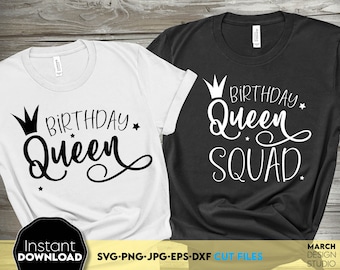 Verjaardagskoningin Squad SVG PNG: Bijpassende shirtontwerpen digitale download