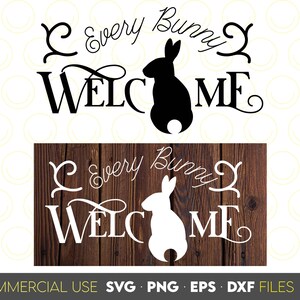 Jeder Hase Silhouette Willkommen rustikale Bauernhaus Ostern Zeichen svg png | Rustikale Ostern SVG | Ostern Dekor | Osterei Bauernhof svg