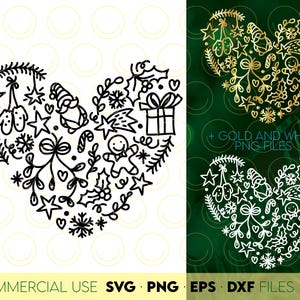 Weihnachten Herz SVG Doodle Ornament Bundle festliches Design Cricut Dateien modern