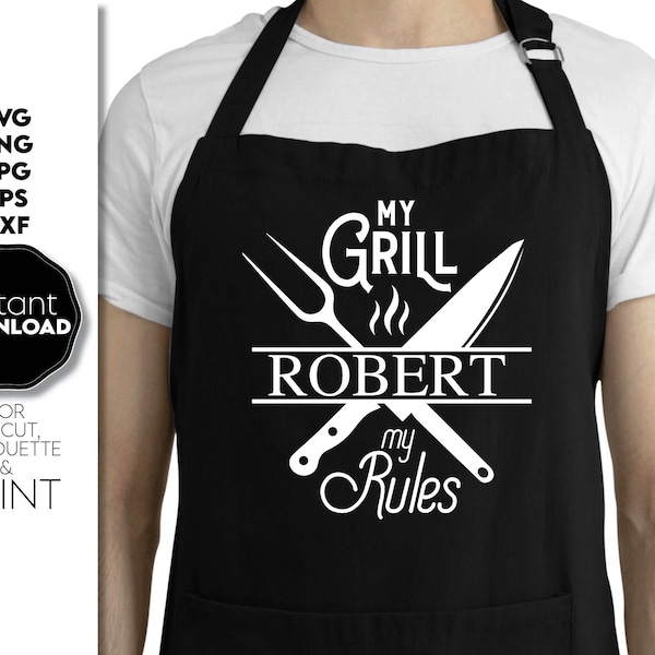 My Grill My Rules SVG | Grill Master SVG | BBQ Master Svg | Fathers Day Svg | Dad Birthday Svg | Best Dad Ever Apron Svg File For Cricut