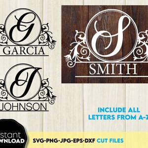 Family Name Monogram SVG Bundle: Split Letter Laser Cut Files, Digital Download