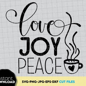 Amor, alegría, paz, svg, camisetas navideñas, adornos navideños, camisetas navideñas SVG, familia, svg navideño, archivos navideños para cricut