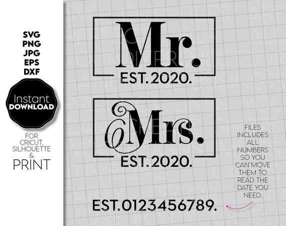 Mr And Mrs Est 2021 Svg Mr Mrs Svg Mr Mrs Artwork Svg Etsy