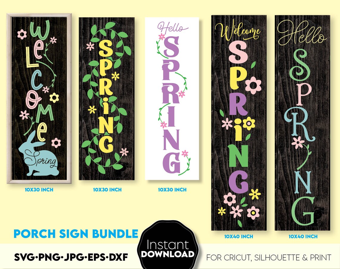 Spring Welcome Sign Digital Spring Welcome Sign SVG Bundle: Easter Farmhouse Decor (digital ...