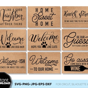 Pacote de capacho SVG | Pacote de capacho | Pacote de capacho engraçado | Capacho engraçado svg | Capacho svg, dxf, png | Bem-vindo Capacho svg