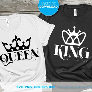 König und Königin SVG | König und Königin Krone SVG | Paar Hochzeits-Shirts SVG | König Shirt für Männer | Königin Shirt Frau |