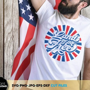 Tierra de los SVG libres / SVG del 4 de julio / SVG retro del 4 de julio / SVG bohemio de EE. UU. / SVG patriótico retro / SVG del 4 de julio para chicas / 4 de julio