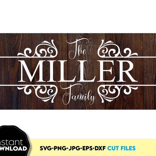 Family Name Monogram SVG DXF: Laser Cut Last Name Sign (Digital Download)