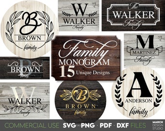 Family Name Monogram SVG Bundle | Wedding Gift (Digital Files)