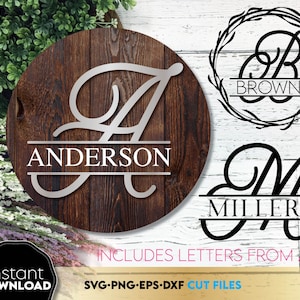 Split Monogram Font SVG: Initial Letters Cut Files (Digital Download)