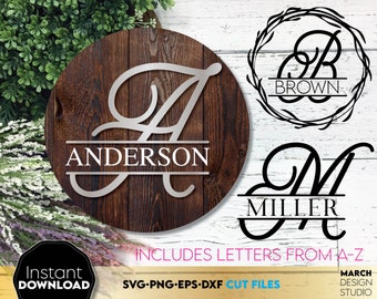 Split Monogram Font SVG: Initial Letters Cut Files (Digital Download)