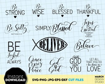 Christian Quotes Bundle SVG | Faith Bundle SVG | Scripture | Bible Verses Bundle | Religious svg files for Cricut | Jesus | Faith Clipart