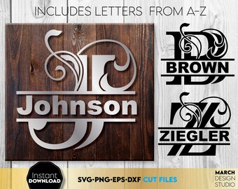Bundel met bloemenmonogram bruiloft: elegante gesplitste letters voor uitnodigingen, cadeaus