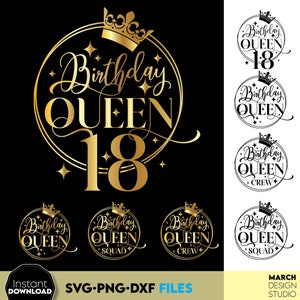 Geburtstagskönigin SVG Bundle | 18. Geburtstag Königin SVG | 18. und fabelhafte SVG | 18. Geburtstag Shirt svg | 18 Geburtstag Squad Crew svg png dxf