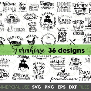 Ensemble Svg de cuisine de ferme | Enseigne de cuisine faisant Svg | Plaque de cuisine Svg Dxf Eps Png | Cuisine ferme Svg | Fichier de coupe Svg de boulangerie