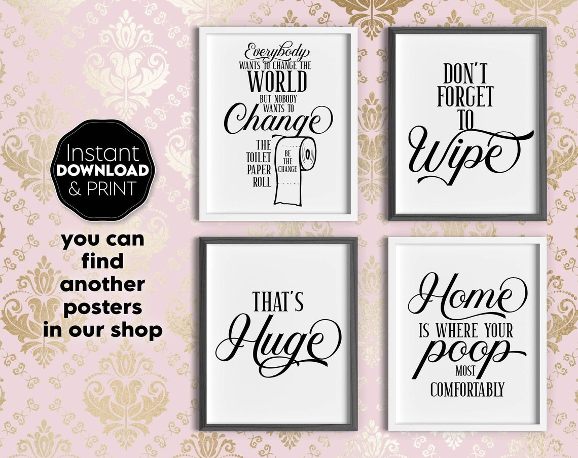 Funny Printable Wall Art for Bathroom Wash Your Hands - Etsy