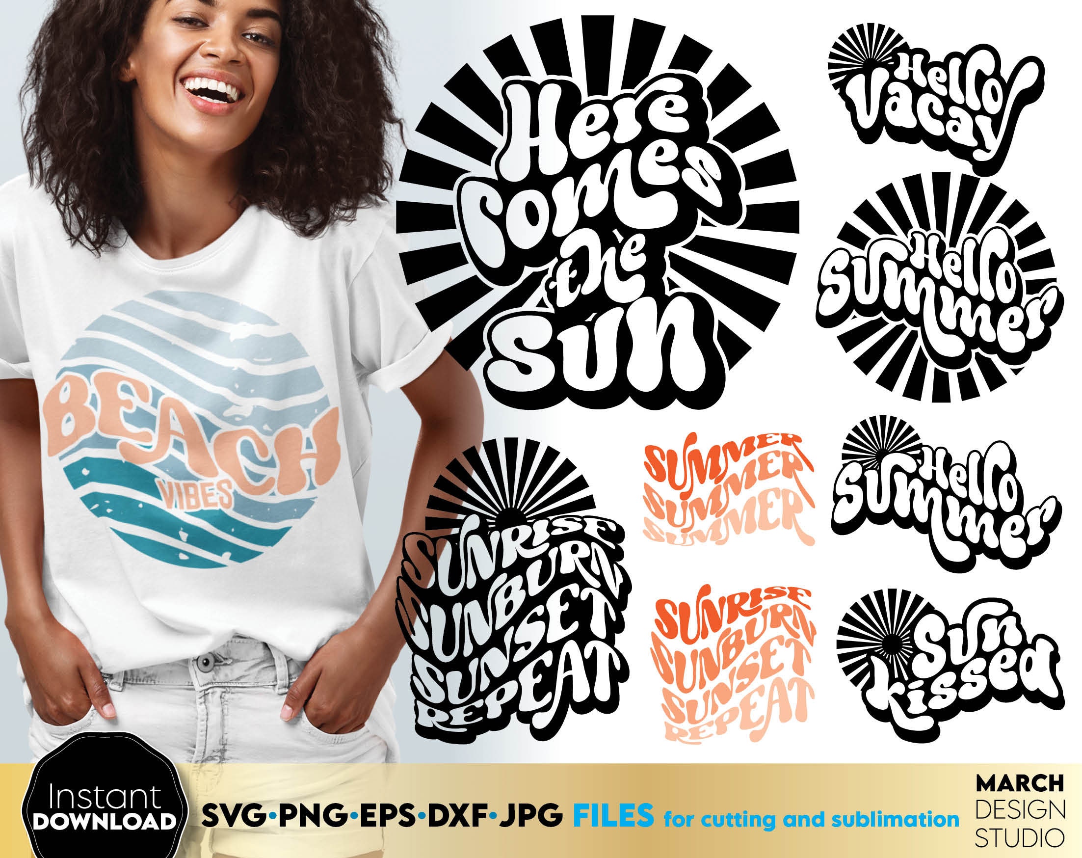 Summer Beach Quotes SVG Bundle: Boho Font, Cricut & Silhouette Cut ...