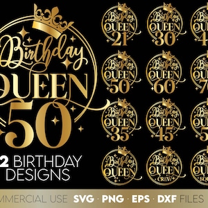 Geburtstag Königin SVG Bundle | 40er Geburtstag Königin SVG | 50er Jahre und fabelhaftes SVG | 60er Geburtstag Shirt | 21. Geburtstag Prinzessin svg | png dxf