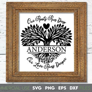 Family tree svg png, family monogram svg, family tree Cricut, tree of life svg, split tree monogram svg files for Cricut Silhouette clipart