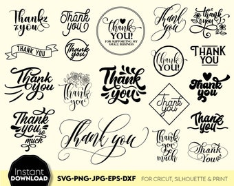 Thank You Svg Png Clipart Bundle, Thank you Clipart, Svg Files for Cricut Silhouette, Thank You sayings Svg, Thank You Stickers Svg Bundle