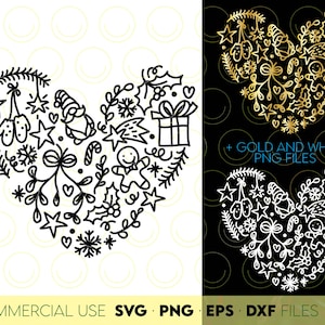 Design SVG di Natale Cuore di Natale SVG Png Magliette di Natale Svg Png Ornamento di Natale per sublimazione File di cartello di Natale per cricut svg