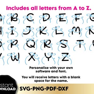 Police d'initiales calligraphiques personnalisée – téléchargement numérique pour Cricut et Silhouette