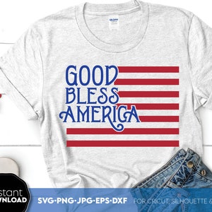 Camiseta Dios bendiga a Estados Unidos Png Svg, Make America Great Again Svg Patriotic, Camiseta del 4 de julio Svg, Día de la Independencia Svg, Camiseta con bandera de Estados Unidos Png Svg