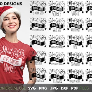 Meest waarschijnlijk tot kerst Png Svg-bundel, familie kerst Png Svg, grappige kerstshirts png, kerst Clipart, Svg-bestanden voor de cricut