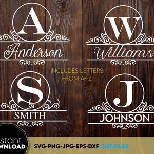 Split Letters Monogram Svg Png, Monogram SVG Regal, Family Monogram svg, Wedding Monogram svg, Name Monogram svg, laser cut monogram letters