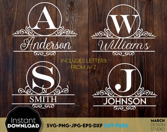 Split Letter Monogram SVG: Regal Family Name Design (Digital Download)