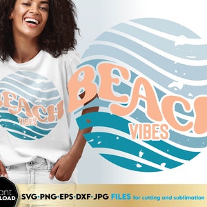 Beach Vibes PNG, vintage rétro coucher de soleil SVG, svg Summer Vibes, Boho Summer shirt design svg, Png effet vieilli tendance, Png rétro été