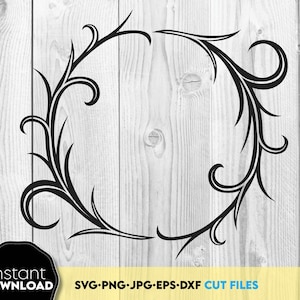 Couronne cercle svg | couronne florale ronde svg | cercle couronne cadres svg | couronne svg | couronne de mariage svg | couronne monogramme svg | cercle svg
