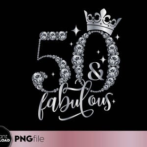 50 en fantastische diamant png | Crystal 50e verjaardag png-sublimatie | Shirt vijftigste verjaardag met diamant png | Cadeau 50e verjaardag png
