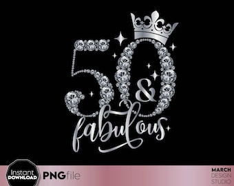Diamantontwerp 50e verjaardag | Fabulous Fifty png (digitale download)