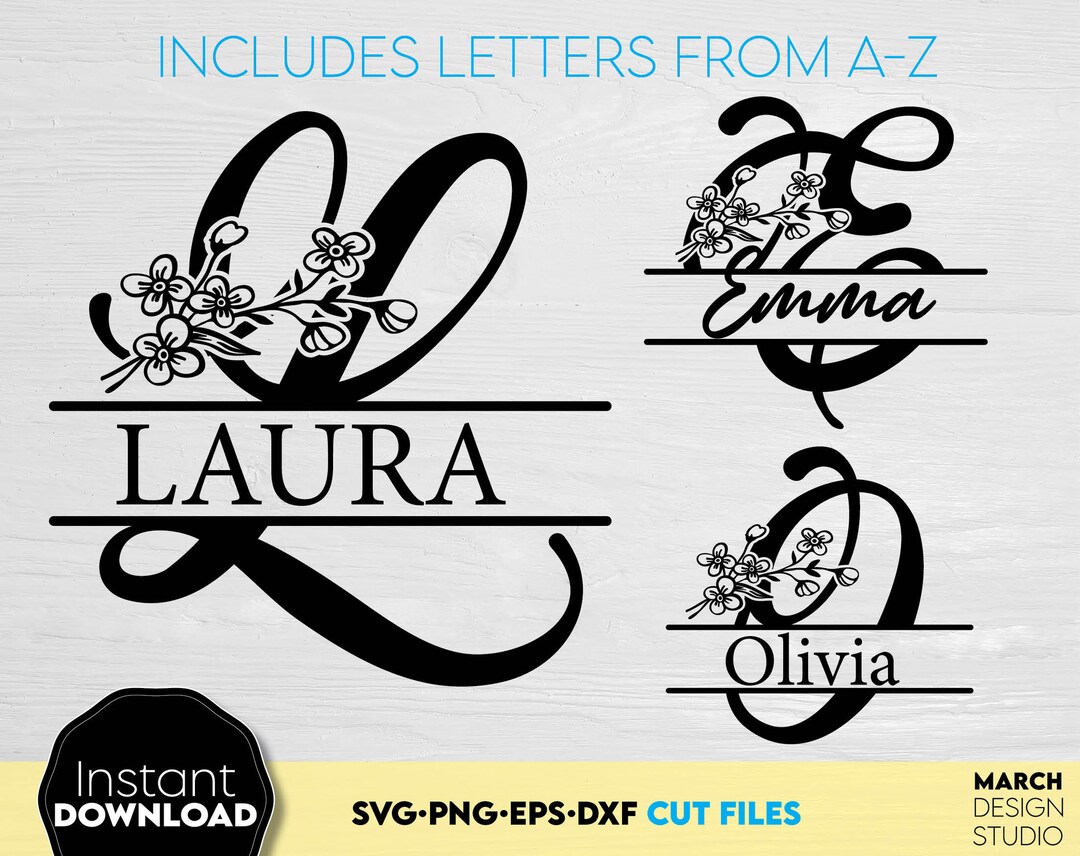 Split Name Monogram | Wedding Monogram Svg | Family Monogram Svg ...
