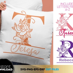 Blumen-Split-Monogramm SVG | Monogramm Schriftarten SVG | Ostern Monogramm SVG | Name Monogramm svg | Flourish Buchstaben geschnitten Datei | Nachname Zeichen svg png