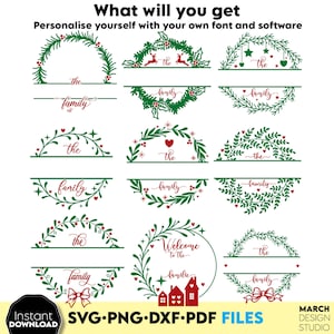 Weihnachten Monogramm svg für Ornamente Monogramm SVG bundle Weihnachtsmonogramm svg Rahmen Weihnachtsverzierungen svg Dateien für Cricut