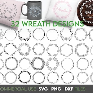 Krans svg bundel, cirkel svg bundel, bloemen krans svg, hart lauwerkrans svg, bruiloft krans svg, krans monogram svg cirkelframe