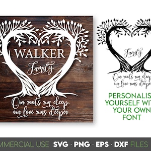 Family Tree SVG, Family Reunion SVG, family Tree Monogram, Tree Of Life svg, Split monogram svg, laser cut family tree monogram svg dxf
