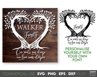 Family Tree Monogram SVG, Laser Cut Design Digital Download
